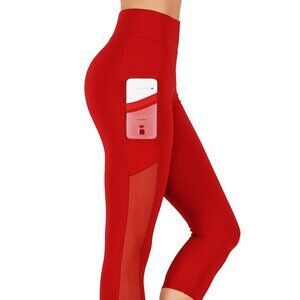 Yoga Leggings Side Mesh Pockets Pants Capri GD56